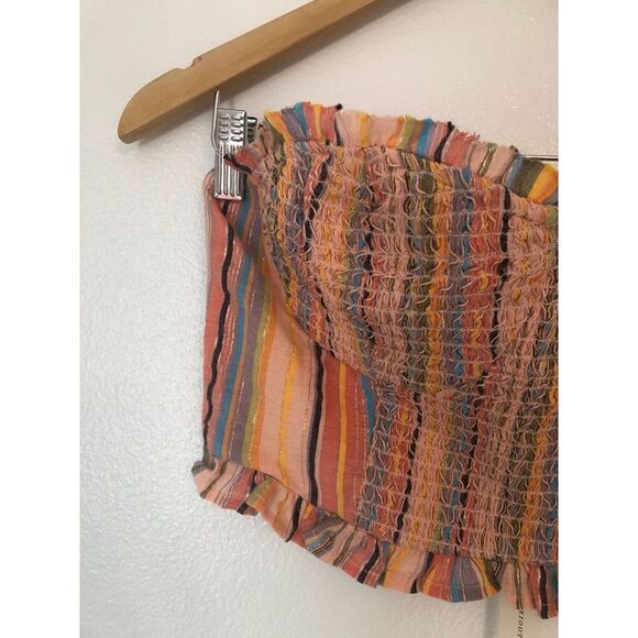 Brand New Anthropologie Rainbow Smocked Y2K Tube Crop Top XS - Picture 6 of 11